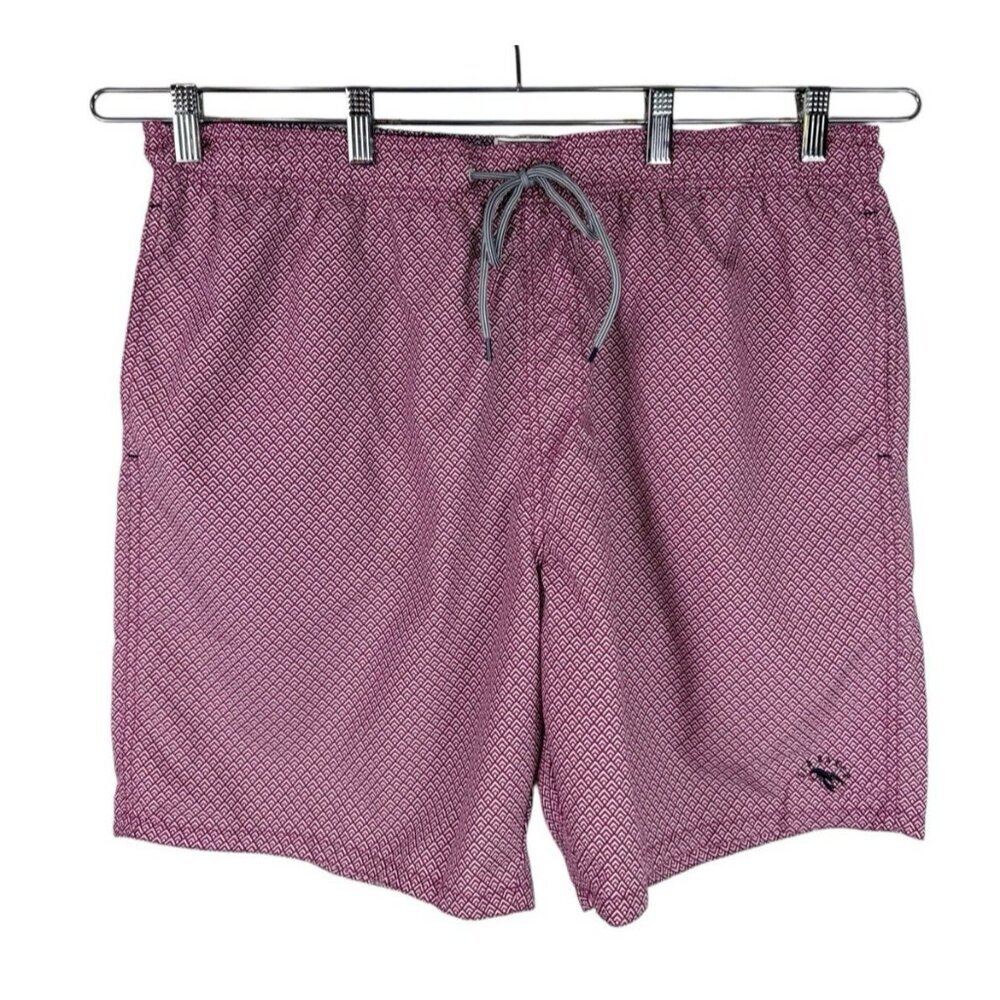 Ted Baker London Men's 7 = US 40 Basket‎ Lined Swim Trunks Pink Geometric EUC